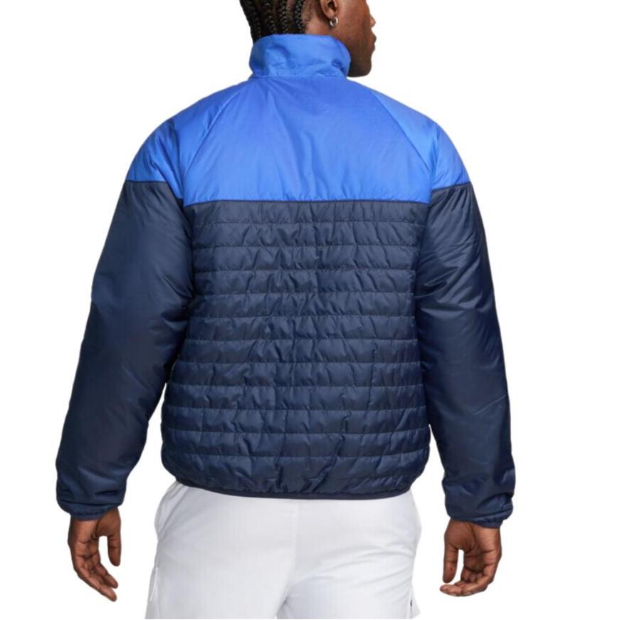Nike Спортивная мужская куртка Windrunner с цветным логотипом и воротником-стойкой, длинными рукавами, синяя FB8195-410