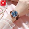 Women's Watches Fashion Elegant Diamond Bezel Watch for Ladies Soft Leather Strap Waterproof Luminous Chronograph
