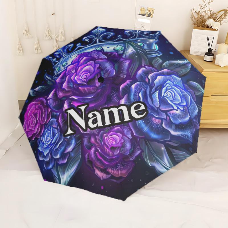 Royal Crowned Custom Name Folding Umbrella Lightweight Retractable For Outdoor Adventurest30