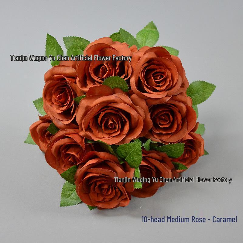 10-Head French Rose Bouquet: Wedding & Home Decor Flowers