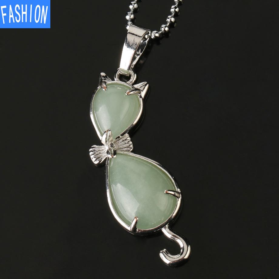 Европейская и американская личность, ожерелье с аметистом, животное, кошка, абстрактная инкрустация, подвеска из натурального камня