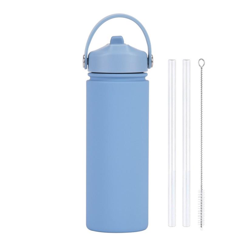 550ml Stainless Steel Insulated Travel Water Bottle With Wide Mouth Carry Strap Sip Lid Outdoor Sports Daily Use