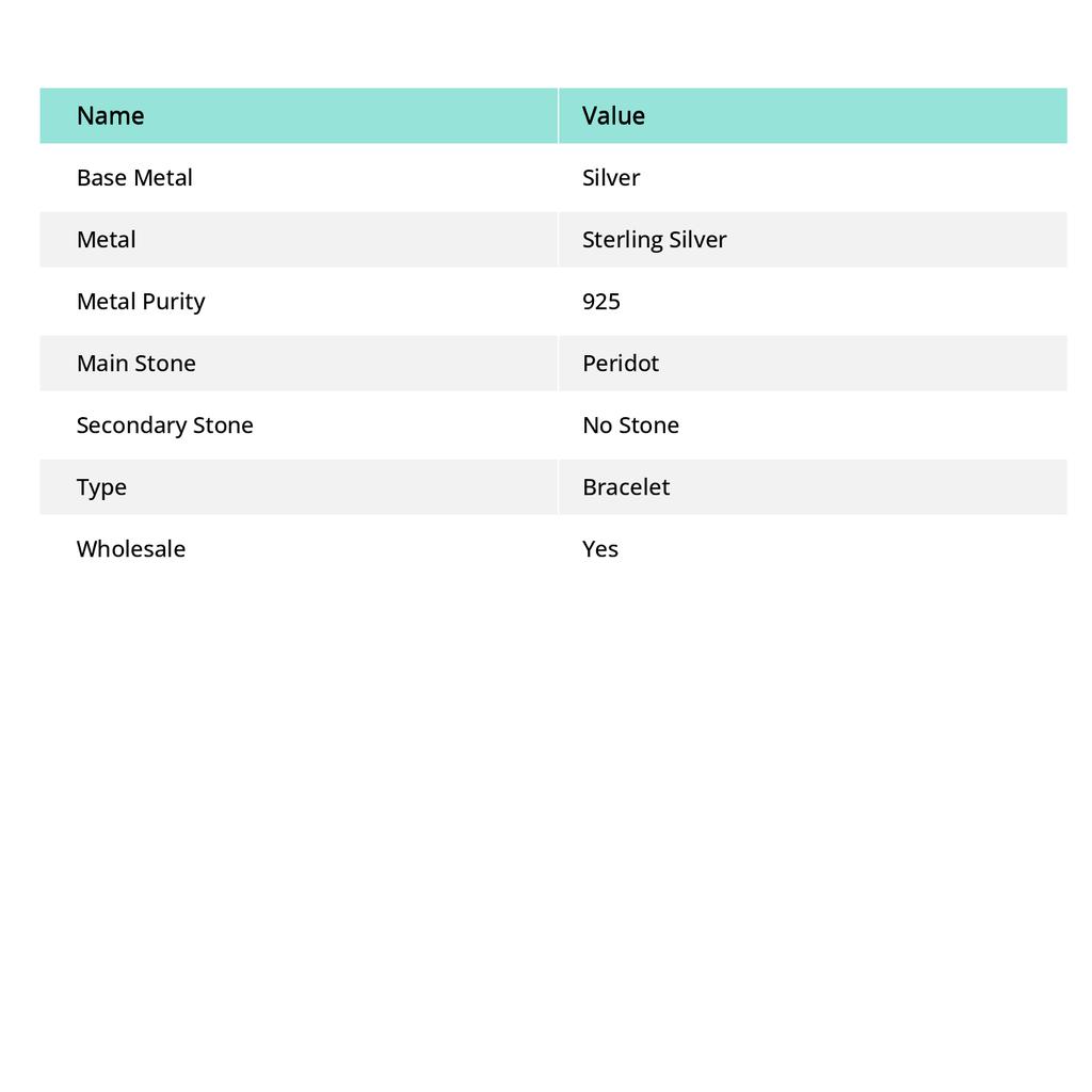 Браслет из перидота ручной работы из стерлингового серебра 925 пробы 7-8" l5y23