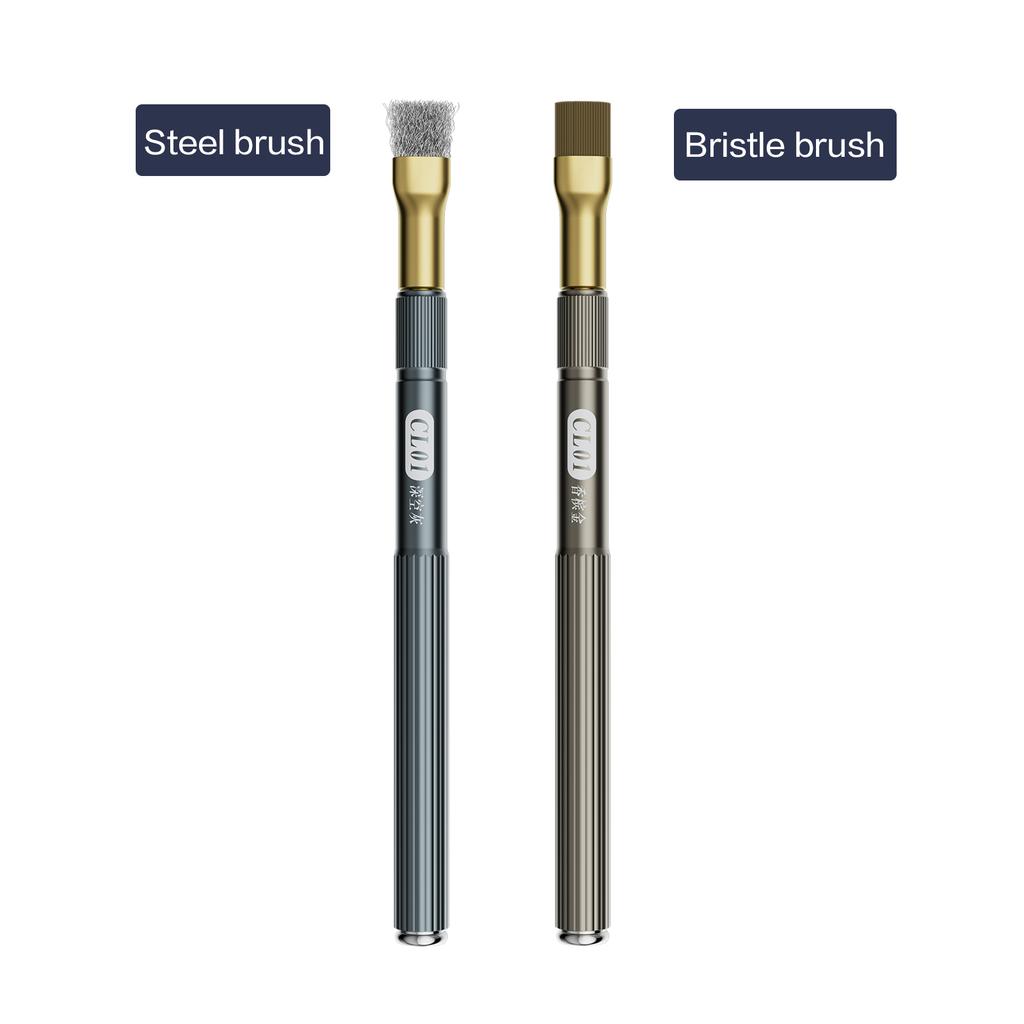 I2C CL01 Motherboard IC Glue Removal Brush, Dual-Head Steel & Bristle Cleaning Brush Phone Repair