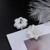 Elegant Women Girl Inlay Beads Simulated Pearl Stud Earrings Camellia Big White Flower