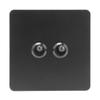 Wall Toggle Switch Stainless Steel Panel Black Color Dual Control Electric Wall Toggle Switch