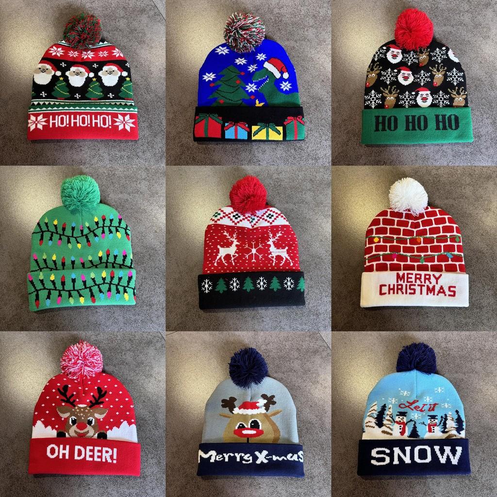 Милый лось снеговик Санта Клаус узор Рождественская тема Теплая вязаная шапка для взрослых Теплая зимняя праздничная мода