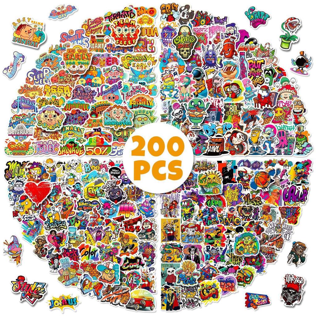 200 Cool Graffiti Stickers Personalized Creative Cartoon Scooter Suitcase Notebook Helmet Graffiti Stickers