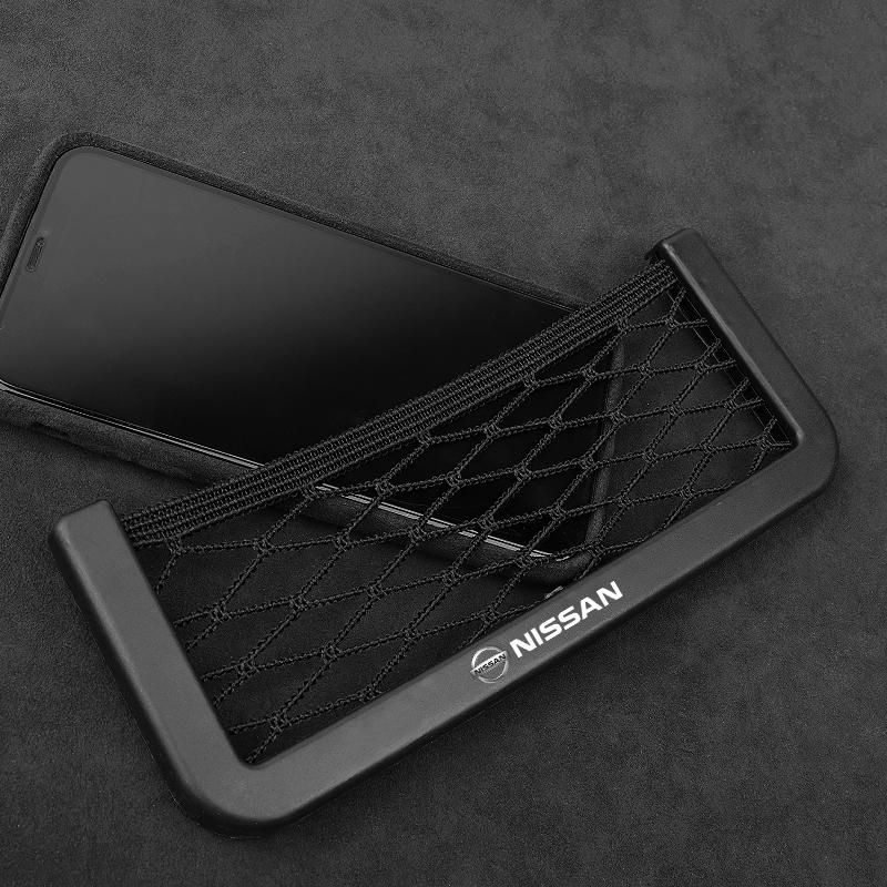 Car Organizer Storage Bag Auto Paste Net Pocket Phone Holder Car Accessories For Nissan Nismo Tiida Sylphy Teana X Trail T30 T32 Almera Qashqai