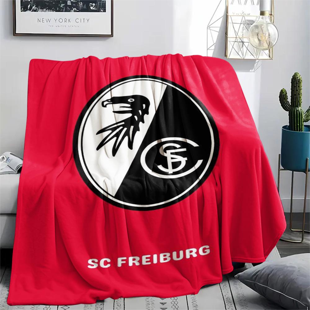 1Pc SC Freiburg Print Flannel Blanket High Quality Warm Comfortable Cover for All Seasons Perfect for Gifts Home Decor
