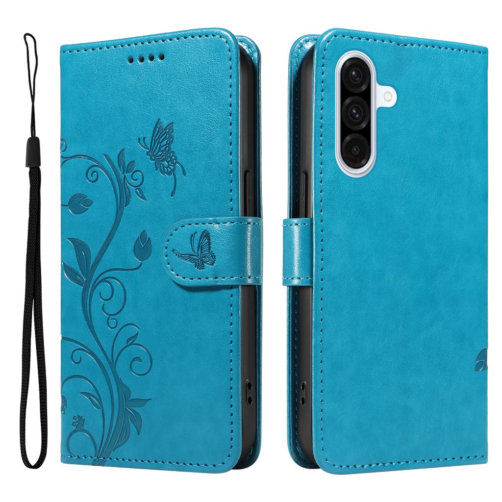 For Samsung Galaxy A36 5G PU Leather Cases Flower Pattern Wallet Stand Phone Cover with Strap