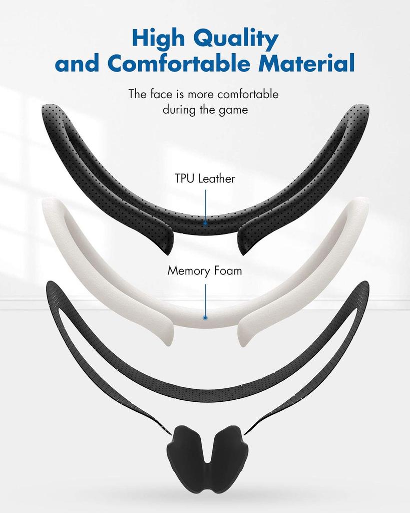 KIWI Design VR Facial Interface Bracket Nose Pad 2 Pieces PU Leather Foam Face Cover Pad Valve Index Accessories Leak-Proof & Anti-Stain Anti-Sweat