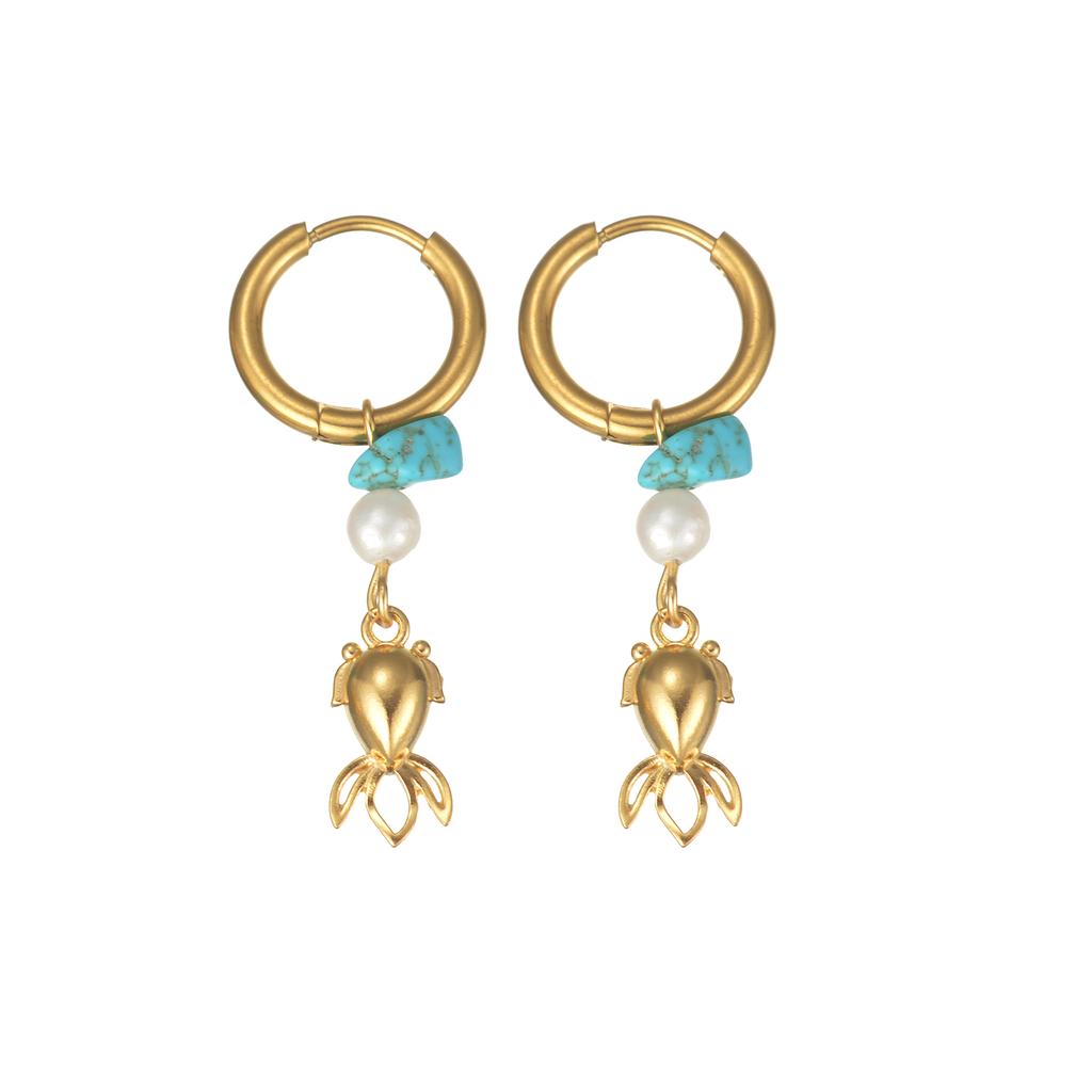 Atoztide Trendy Shiny Zircon Ocean Series Pendant Earring Women Stainless Steel Gold Color Multiple Styles Earring Jewelry Gift