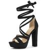 Allegra K Women's Lace-Up Platform Sandals, Black, Size 23.5cm