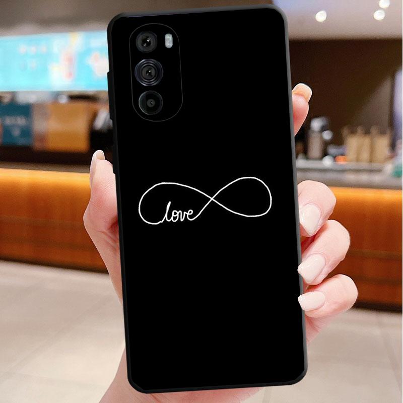 Phone Case For Motorola Edge 50 40 Pro 60 50 40 30 Ultra Neo Fusion Moto G85 G72 G53 G54 G84 G13 G32 Black Lines Love Heart