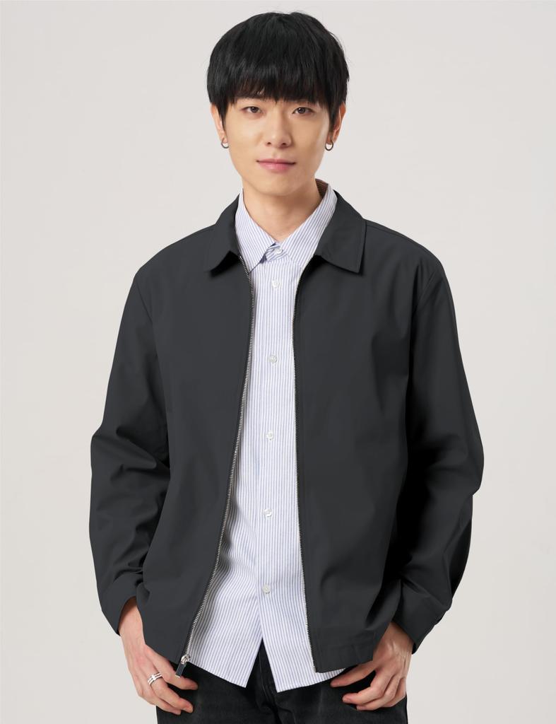 TACVASEN Men's Lightweight Rider Jacket Business Casual Windproof Motorcycle Blouson Autumn/Winter Workwear, Dark Gray, M