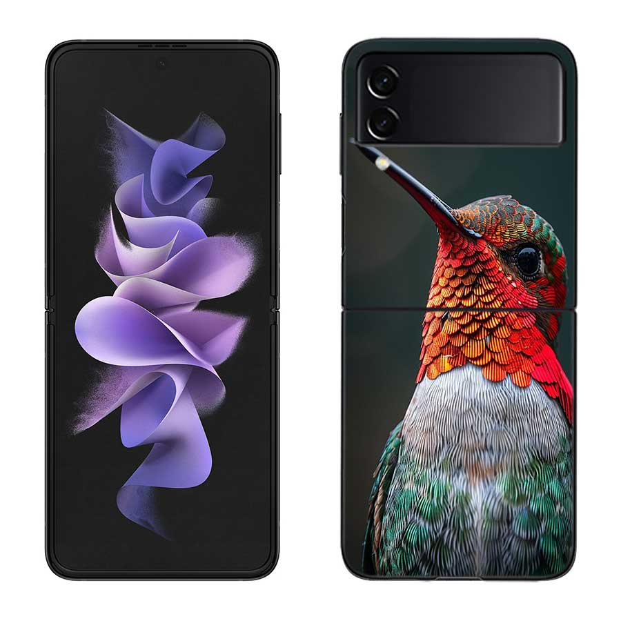 The Spirit of Hummingbirds Phone Case For Samsung Z Flip 7 6 5G Galaxy Z Flip 5 4 3 Black Hard Cell Cover Luxury PC Shell Coque