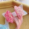 1pc New Girls Colorful Bows Wig Rhinestone Hairclips Hair Clips Glitter Gradient Ponytail Hair Band Hair Accessories Headband