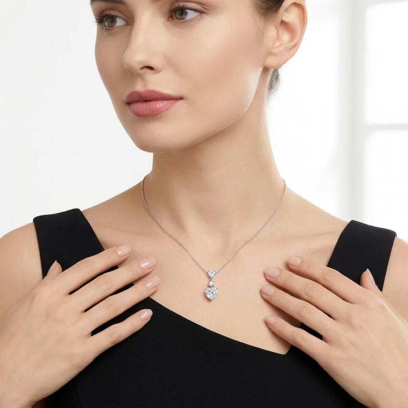 Heart Pendant Long Clavicle Chain Moissanite Light Luxury Womens Fashion Necklace