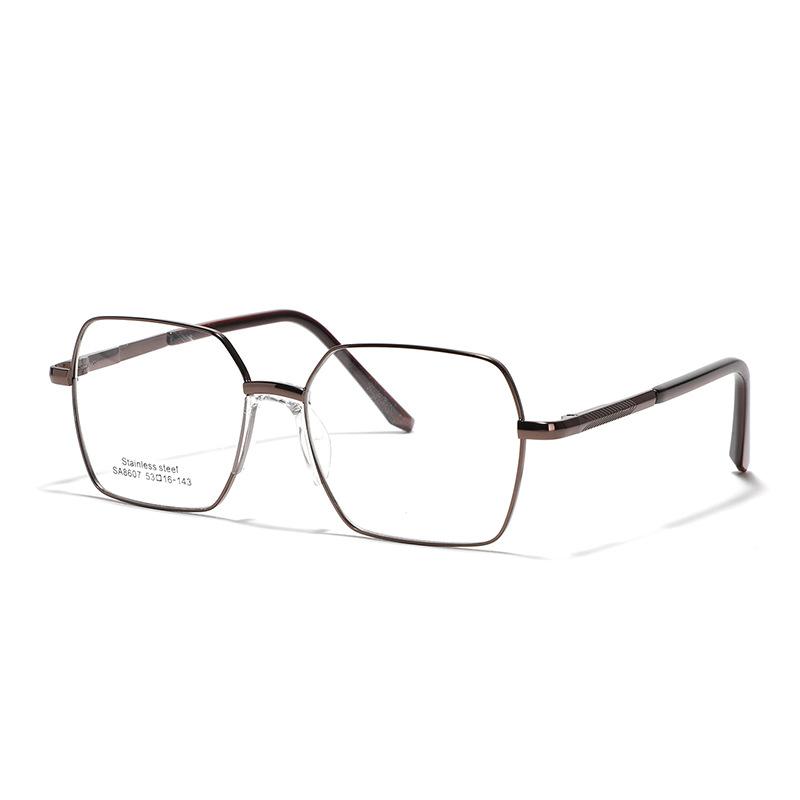 Очки Металлическая оправа Плоское зеркало Седловидные носоупоры Крупная оправа Квадратные очки Женские Простые зеркальные Литературные и Ретро