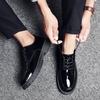 Leather Shoes Men's Autumn Korean Style Social Guy Glossy Bright Patent Leather British Students Youth Casual Leather Shoes
