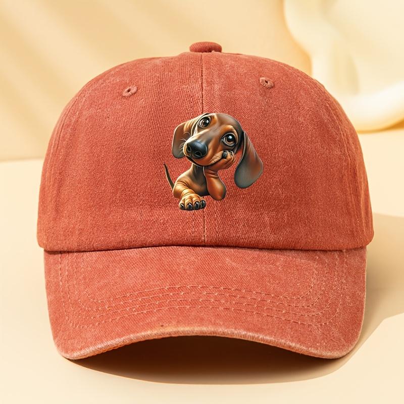 Adorable Dachshund Print Baseball Cap Washed Vintage Style Adjustable Fit Soft Comfortable Perfect for Casual Wear Outdo