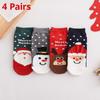 4 Pairs Of Autumn And Winter Christmas Socks Feather Yarn Santa Cartoon Coose Straight Board Boat Socks Short Red Socks