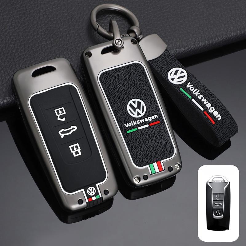 Valve Stems Caps For VOLKSWAGEN VW Zinc Alloy+Silicone Car Key Bag Smart Remote Keychain For Volkswagen VW Touareg 2018 2019 202 zw2
