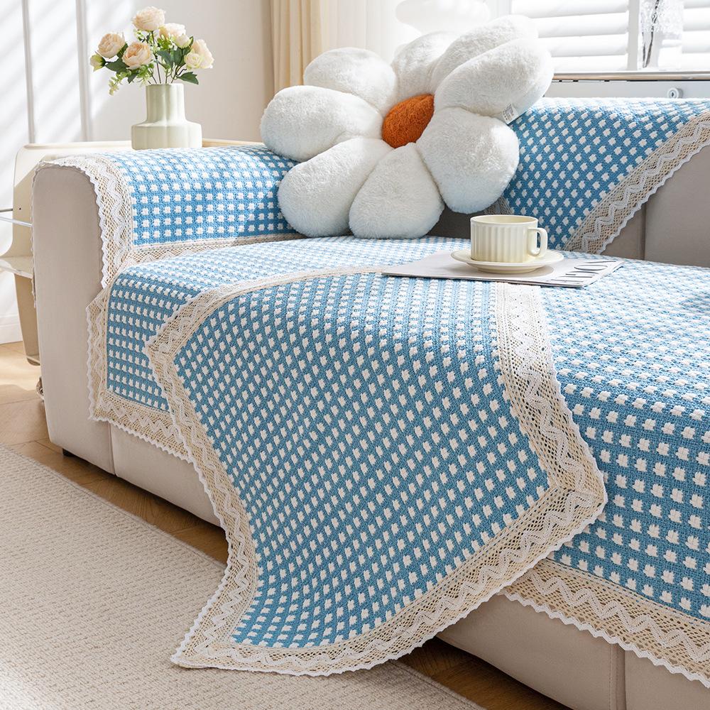 Подушка для дивана из хлопкового льна Four Seasons Universal Weaving Plaid Non Slip Sofa Cover Подушка для утолщенной мебели для гостиной Dust