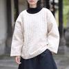 Women Vintage Pullover O-Neck Long Sleeve Solid Color Coats Winter Warm Loose Tops