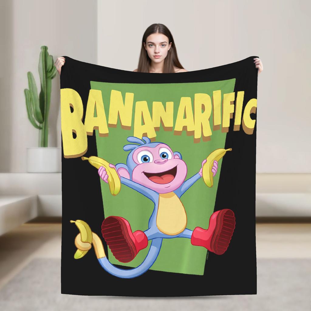 DDoras The Explorers Boots Bananarific Big Chest Logo Blanket Super Soft Plush Bedding Throws For Flannel Bedspread Bed Cover