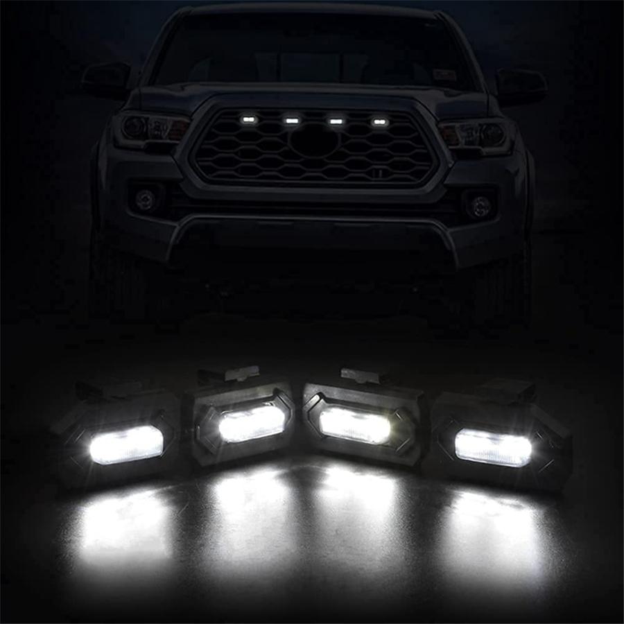 4x 12V Светодиодный комплект подсветки решетки с дымчатыми линзами для автомобиля Белый свет для Toyota Tacoma 2020-21