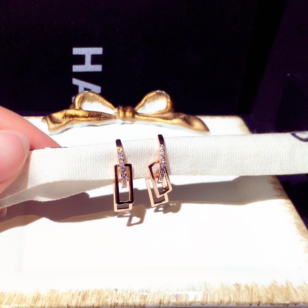 Корейские высококачественные геометрические серьги из циркония для женщин