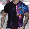 Men's T Shirt 3D Animal Graphic Tees Casual Y2k O-neck Short Sleeve Leopard Print Harajuku Streetwear Oversized Tops Clothing