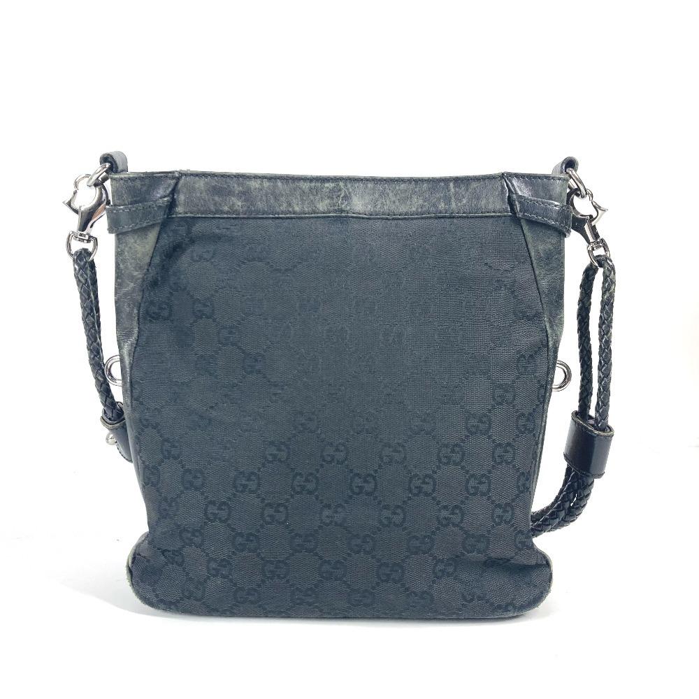 GUCCI 109106 GG logo Bag Crossbody Shoulder Bag GGCanvas/Leather Black
