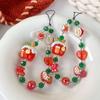 Christmas Series Crystal Beaded Hat Bell Lanyard Santa Santa Mobile Phone Chain  Phone Case