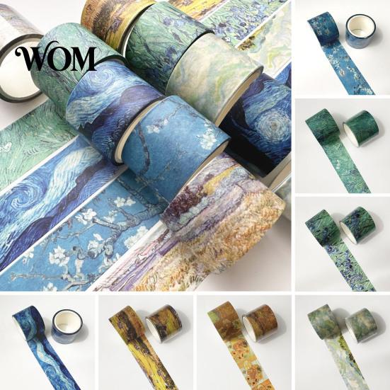 Layering Washi Tape Tape, Oil Painting Decorative Masking Artist Patterns Adhesive Translucent for DIY Crafts, Junk Journal, Gift Wrapping,