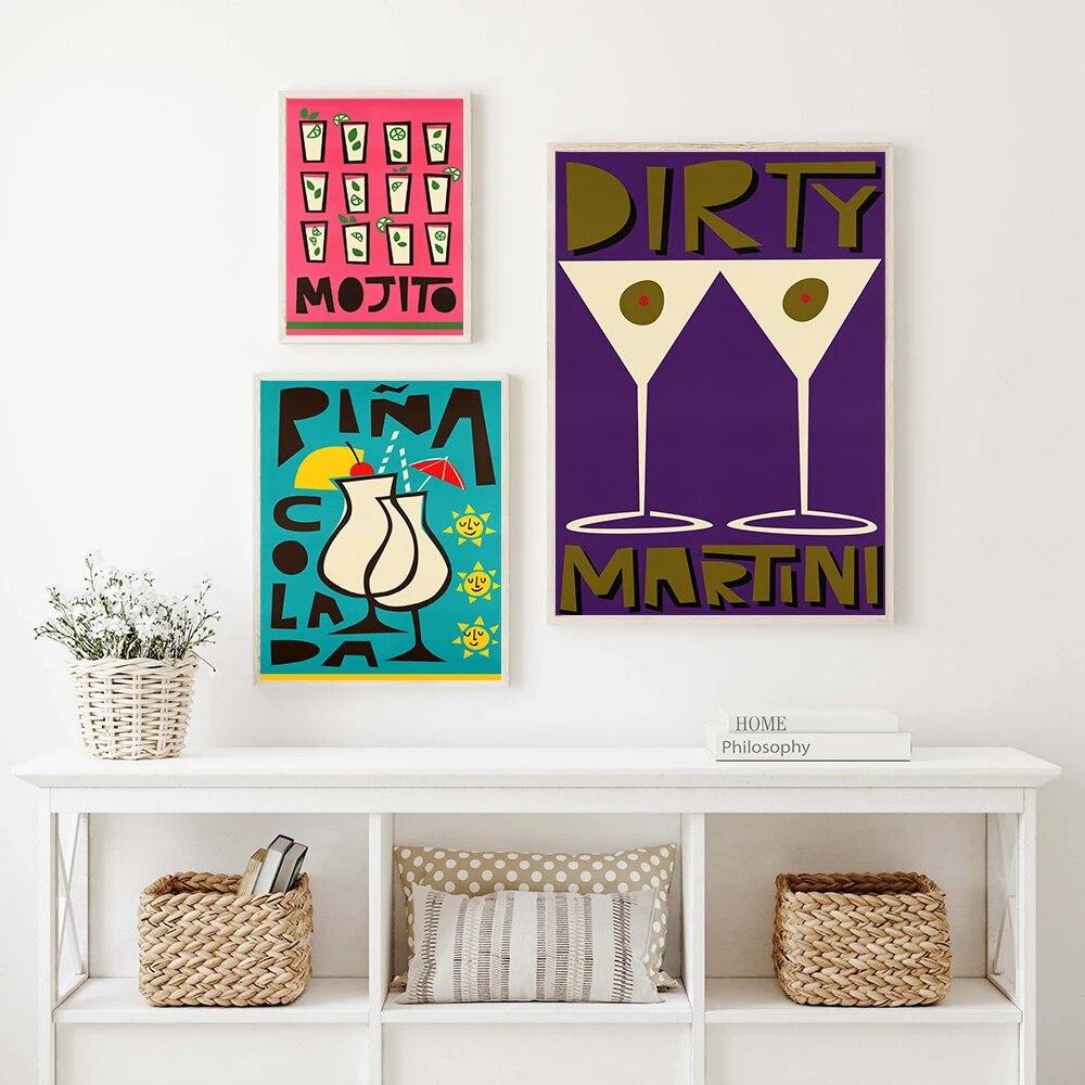 Мохито Коктейль Кухня Плакат Алкоголь Винтаж Холст Картина Гостиная Общежитие Настенная Картина