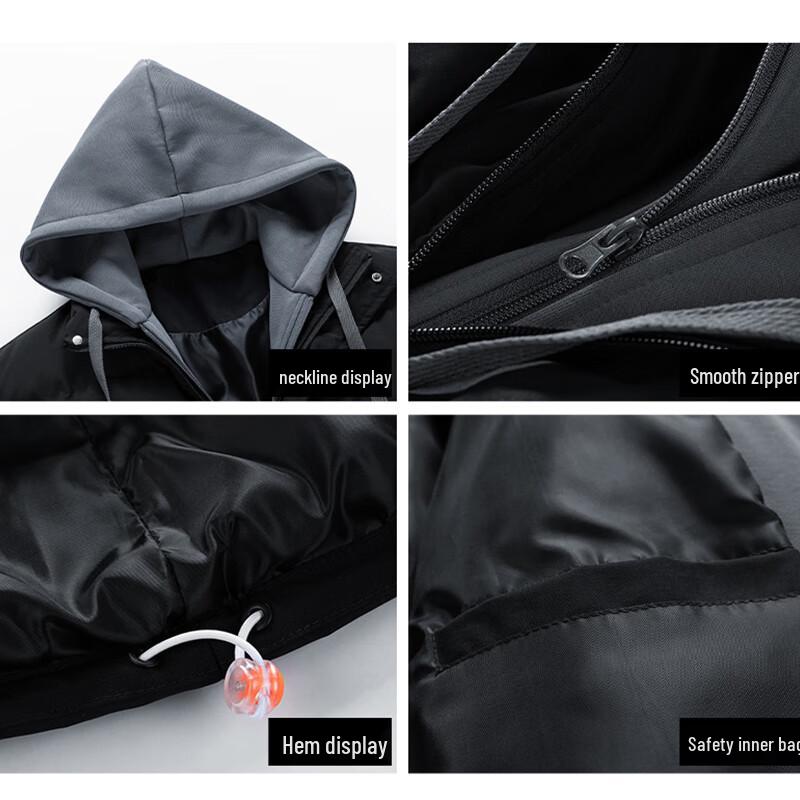 JEANSWEST Унисекс Пуховик с капюшоном, имитация двух предметов