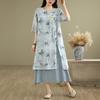 2025 Summer Women Plus Size Dress Loose Floral Dress Chiffon Elegant Basic Vintage Casual Maxi Dress