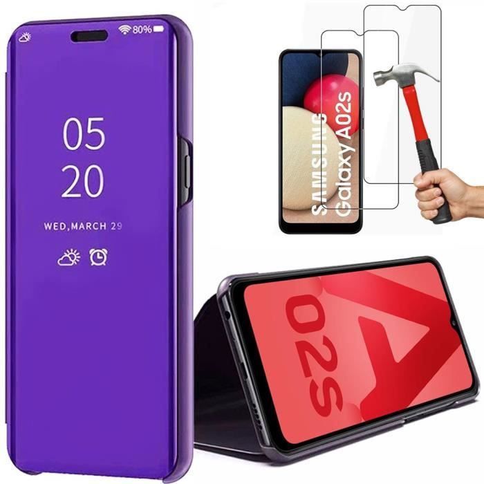 Чехол для Samsung A02S - PROSHOP - Комплект из 2 закаленных стекол - Защита передней и задней панелей - Фиолетовый