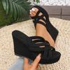 Fashion Women Summer High Heel Sandals Thick Bottom Rubber Base Anti-Slip Wear-Resistant Wedges Sandals Beach Nightclub Sandals Women