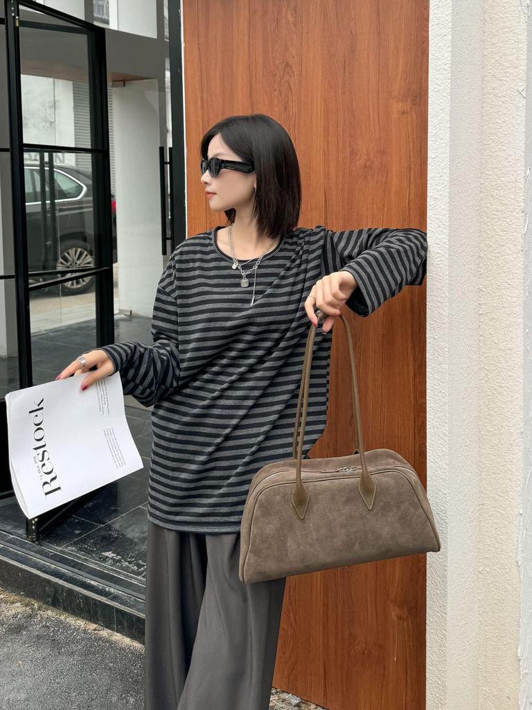 Французская ретро матовая сумка-тоут из коровьей кожи - 2024 Большая вместительная наплечная сумка-багет для женщин