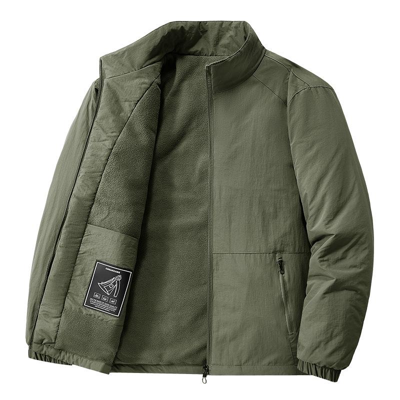 Мужская куртка из плотного бархата с ветрозащитным утеплителем, воротником-стойкой и изысканным внешним видом