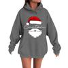 Women's Casual Comfortable Long-Sleeved Christmas Letter-Printed Warm Hooded Crew-Neck Sweatshirt