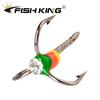 Fish King 5pcs/Pack of High Carbon Steel Two-color Winter Ice Hook with Barbed Tweeter and Diamond Eye Fishing Tackle