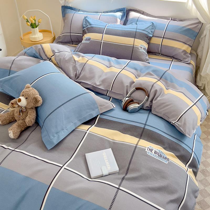 Thickened Skin-friendly Cotton Sheets Four-piece Quilt Cover Twill Sheets Cartoon Dormitory Three-piece Set