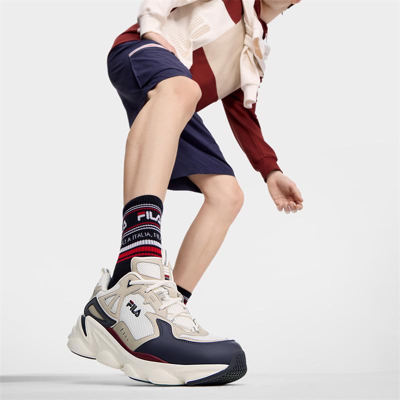 Fila Простые кроссовки на толстой подошве, увеличивающие рост, с низким верхом, повседневные, мужские, белые, коричневые, F12M422111FSP
