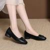 Spring New Medium Heel Thick Heel Square Head Low Heel Light Mouth Single Shoes Mary Jane High Heel Versatile Leather Shoes