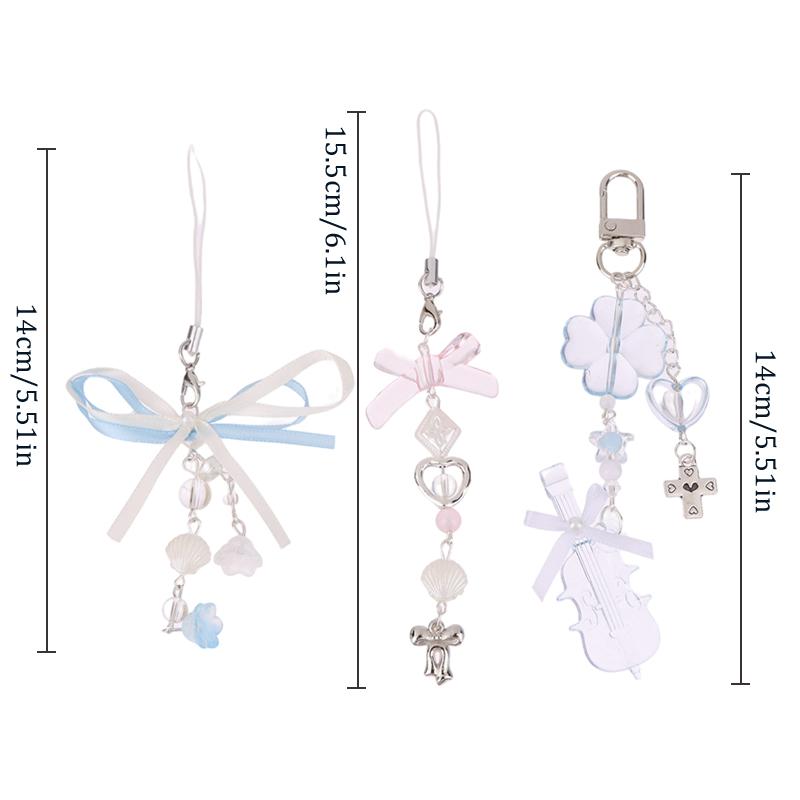 Скрипка бант сердце бусины брелок для женщин сладкий шарм эстетика Y2K сумка кулон аксессуары подарки